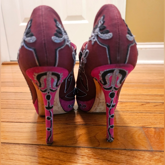 Christian Dior Grosgrain Embroidered Round-toe Platform Pumps 39 - Picture 8 of 8